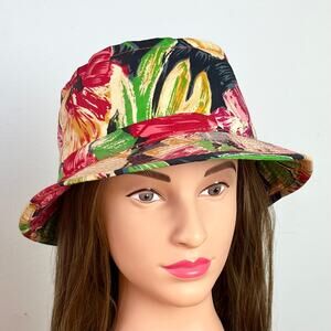 Vintage 80s Floral Hawaiian‎ Bucket Sun Fisherman Hat
